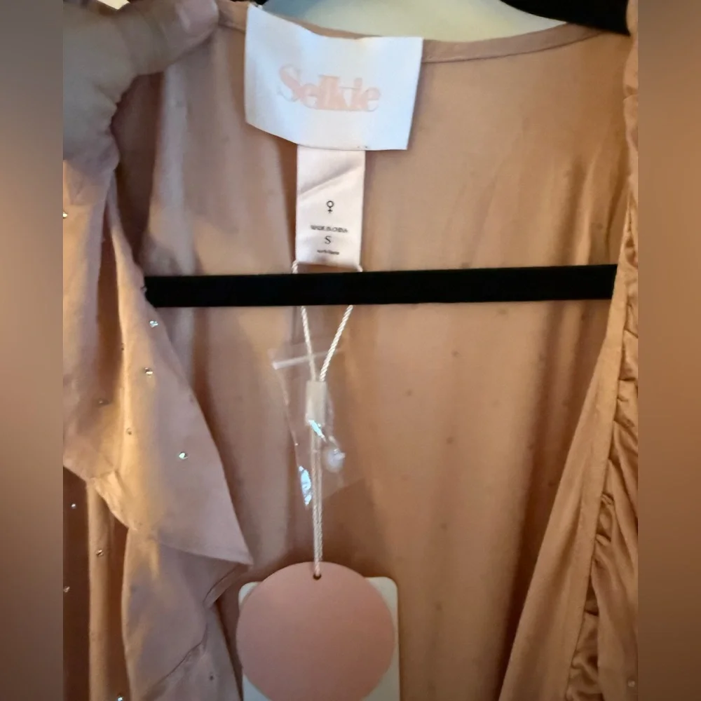 Selkie The Wrap Dress Pink in Sparkle Latte - Picture 6 of 10